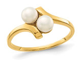 14K Yellow Gold Freshwater Cultured Button 2-Pearl Ring (SIZE 7)